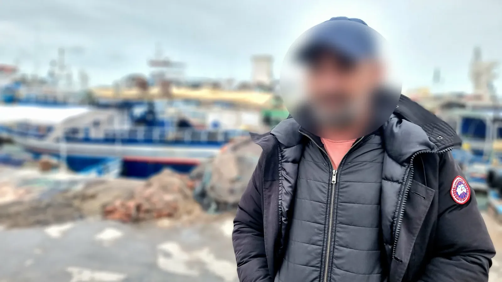 Salim Khouildi, pêcheur tunisien à Zarzis. Copyright : Blue TN. Lieu :Zarzis, février 2023.