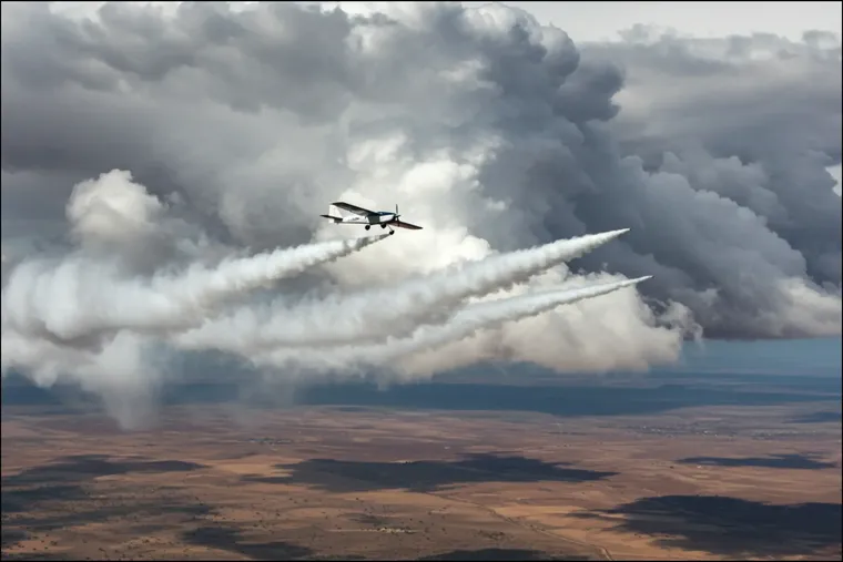 a plane is seeding the clouds