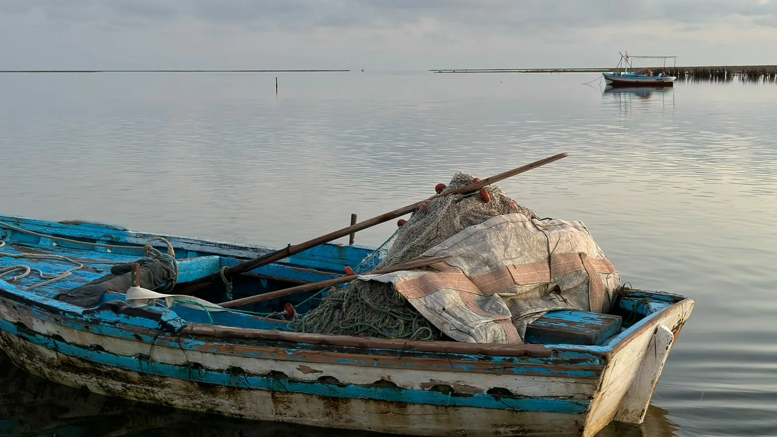 A small boat of artisanal fisherman in Kerkennah. 