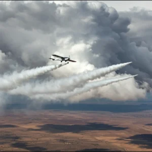 a plane is seeding the clouds