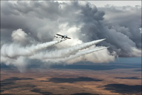 a plane is seeding the clouds